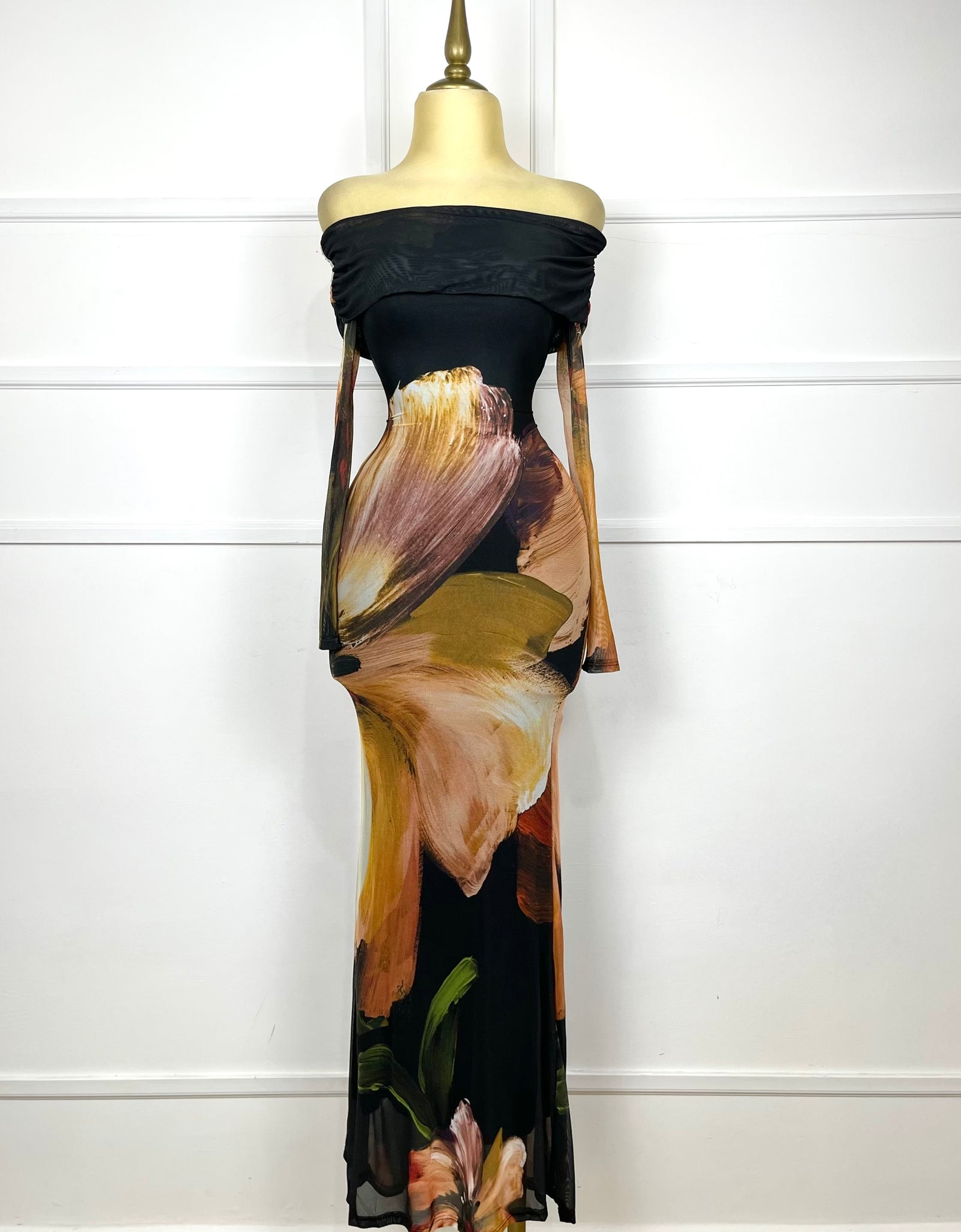 Vestido mesh con estampado
