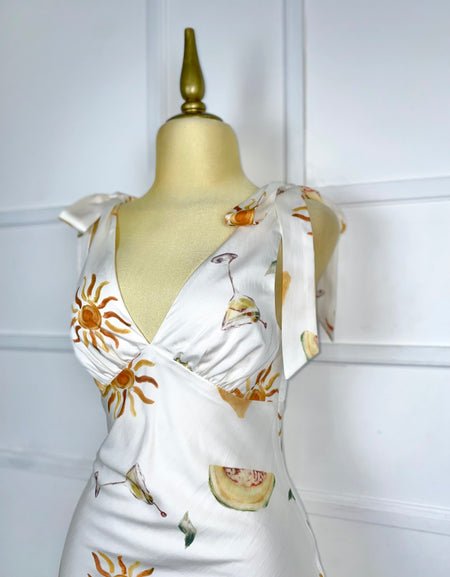 Vestido blanco midi con estampado