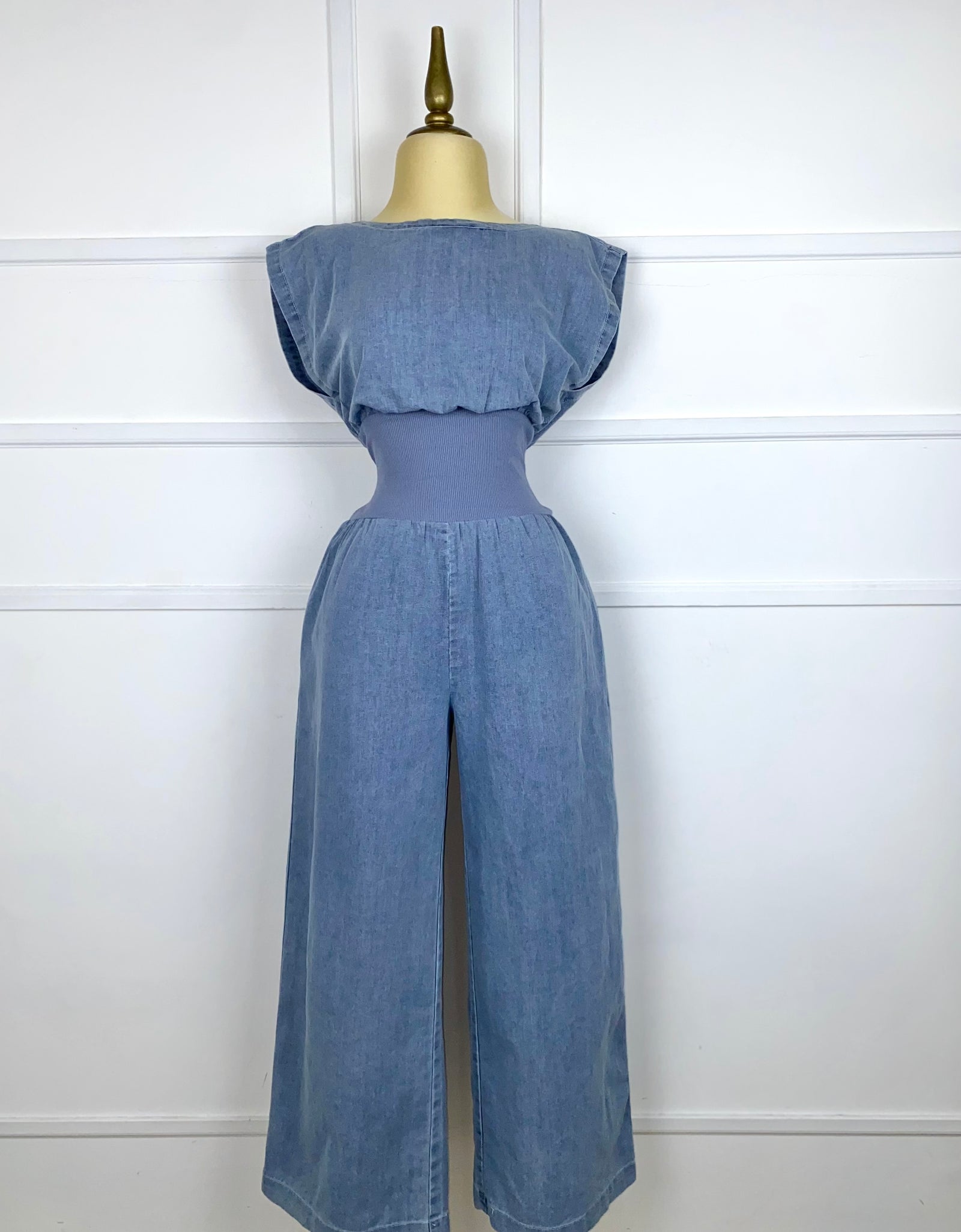 Palazzo mezclilla campana con elástico