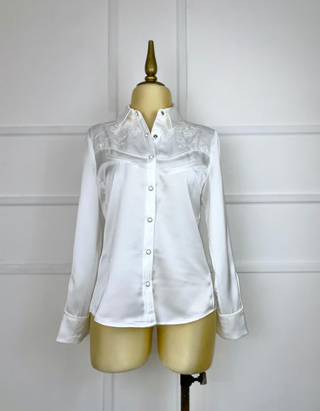 Camisa blanca satín vaquera