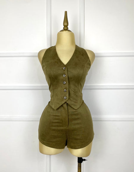 Jumper verde gamuza con botones