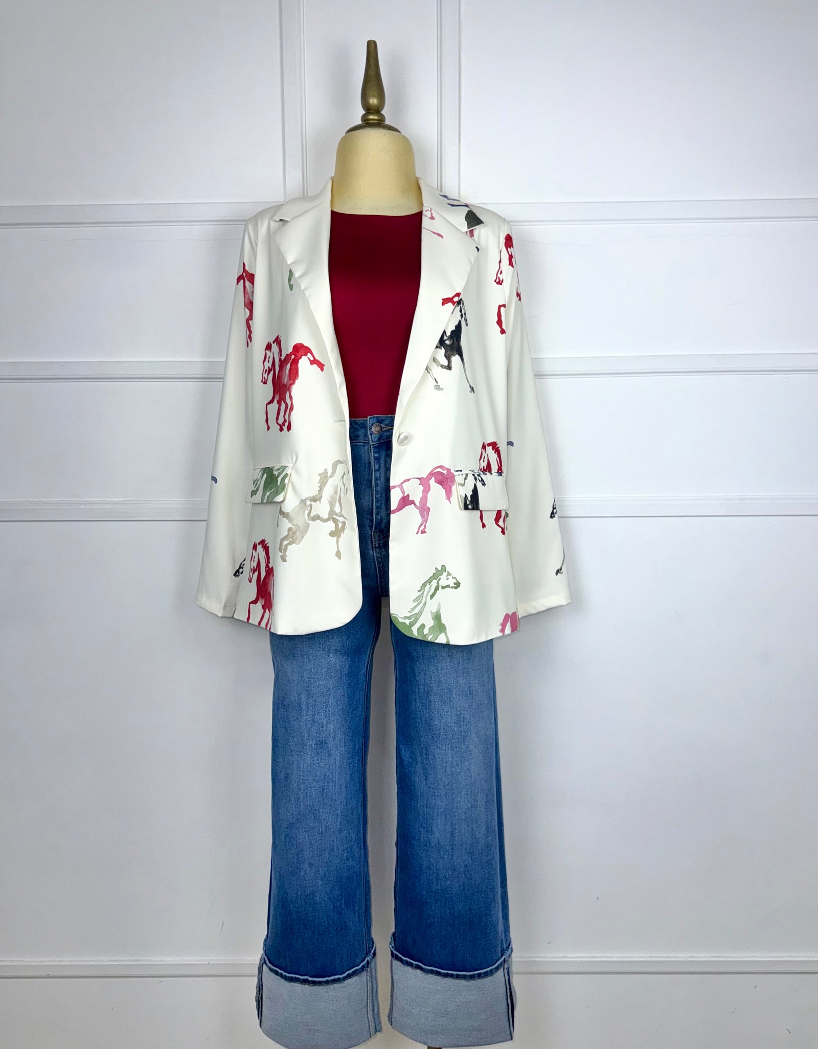 Blazer crema estampado caballos