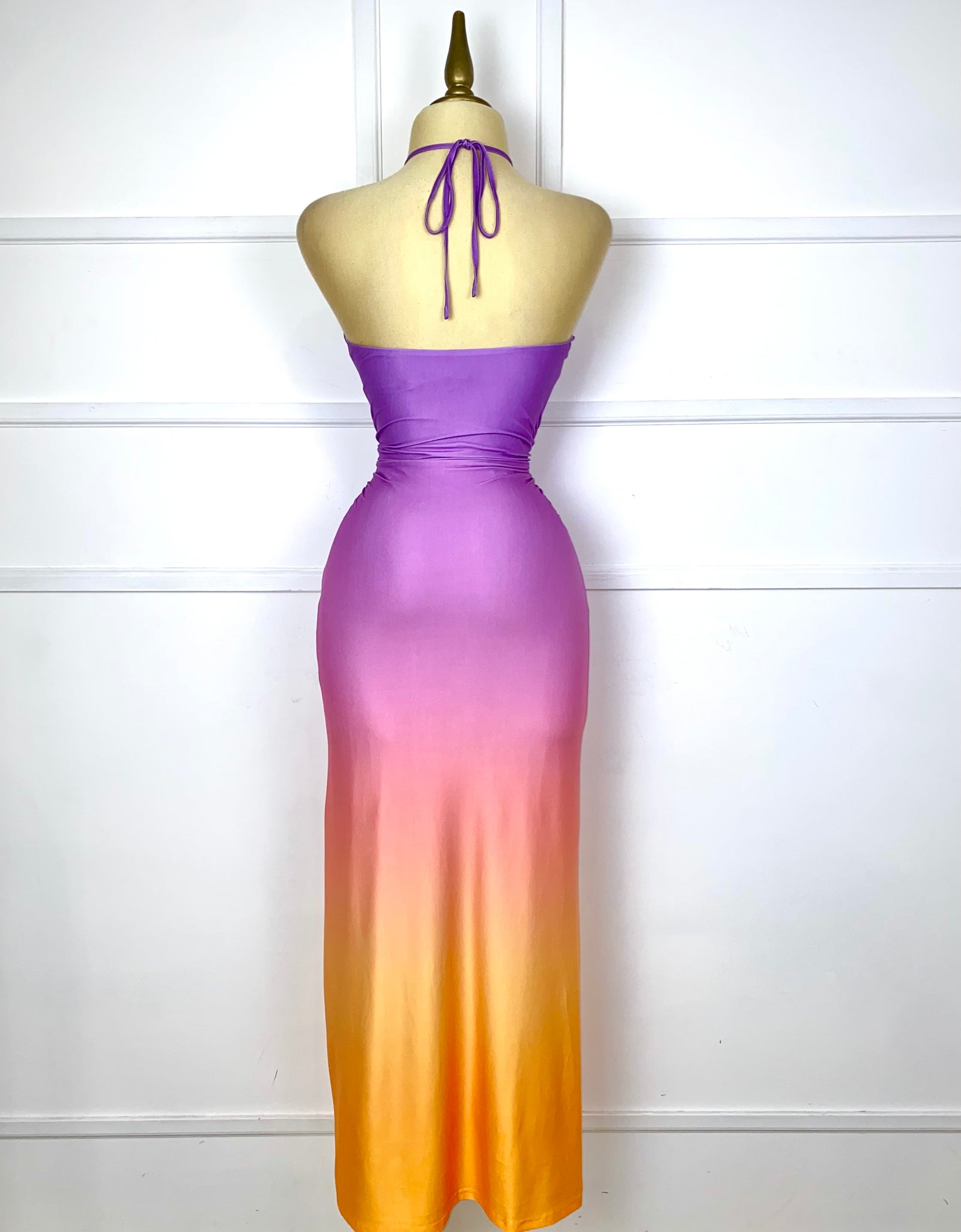 Vestido halter largo multicolor