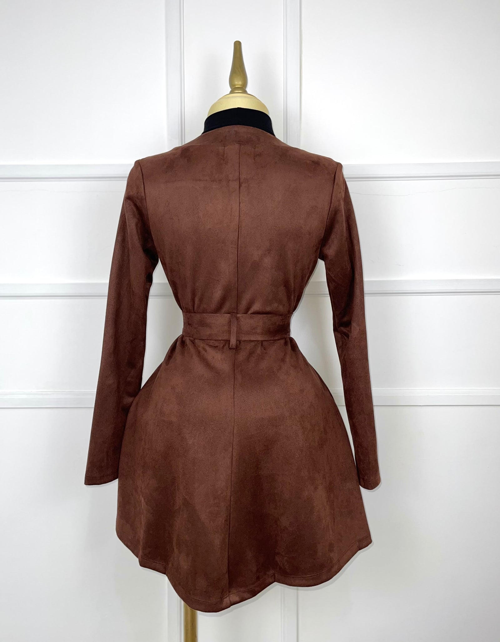 Abrigo/Vestido chocolate de gamuza