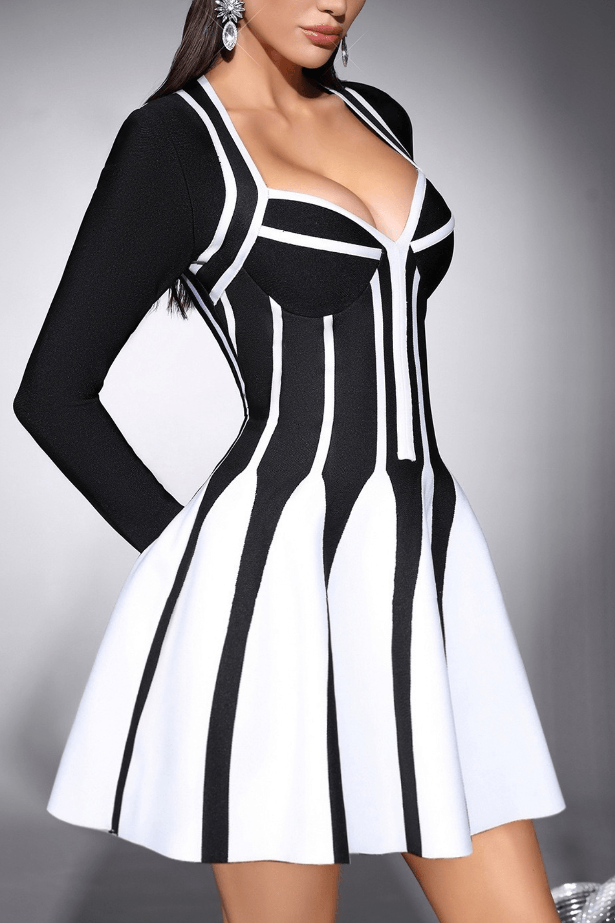 Vestido bandage black & white