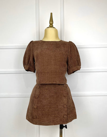 Set café tweed gamuza