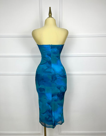 Vestido azul estampado