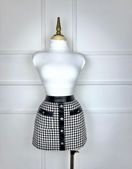 Short falda tweed botones plata