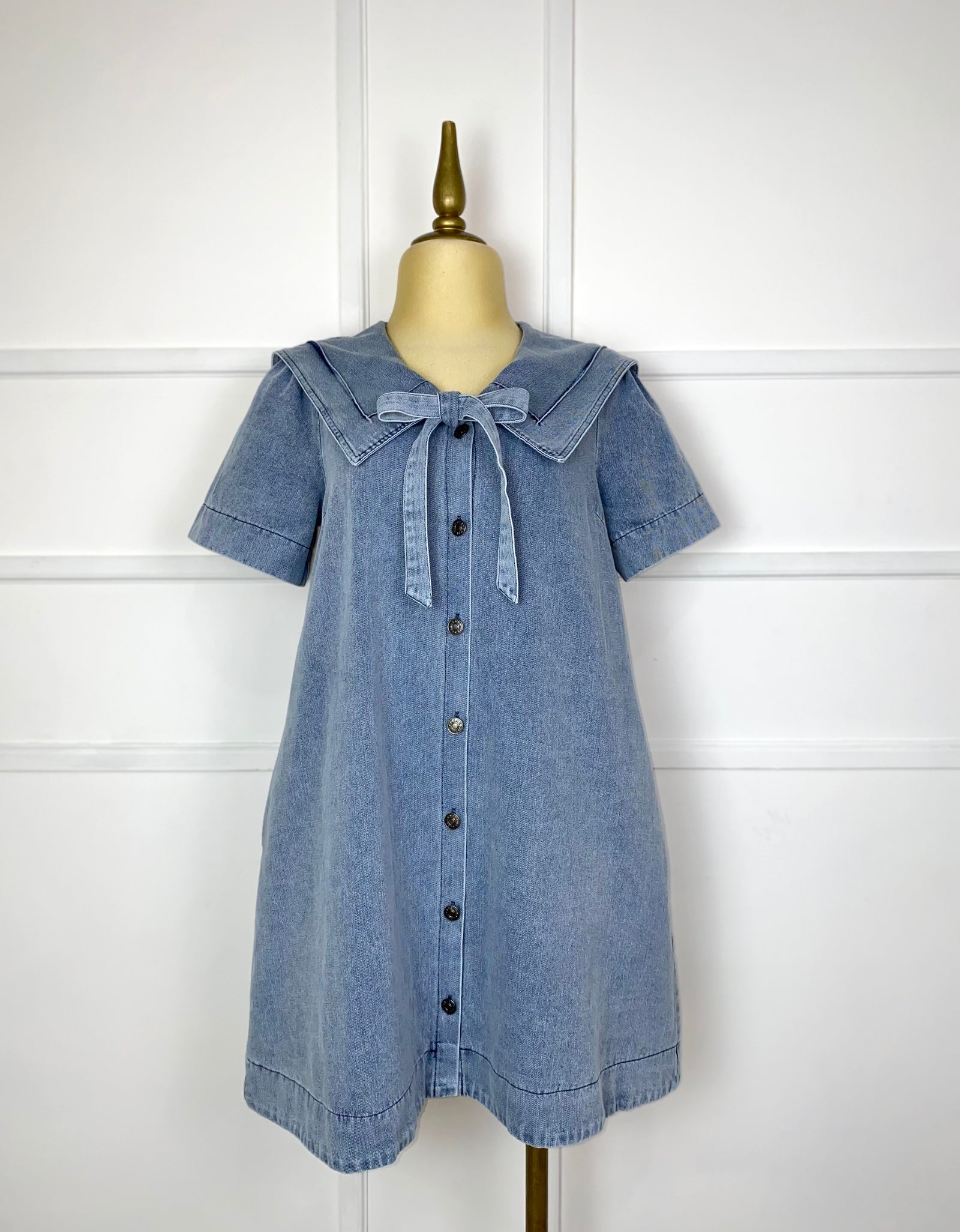 Vestido mezclilla holgado con moño