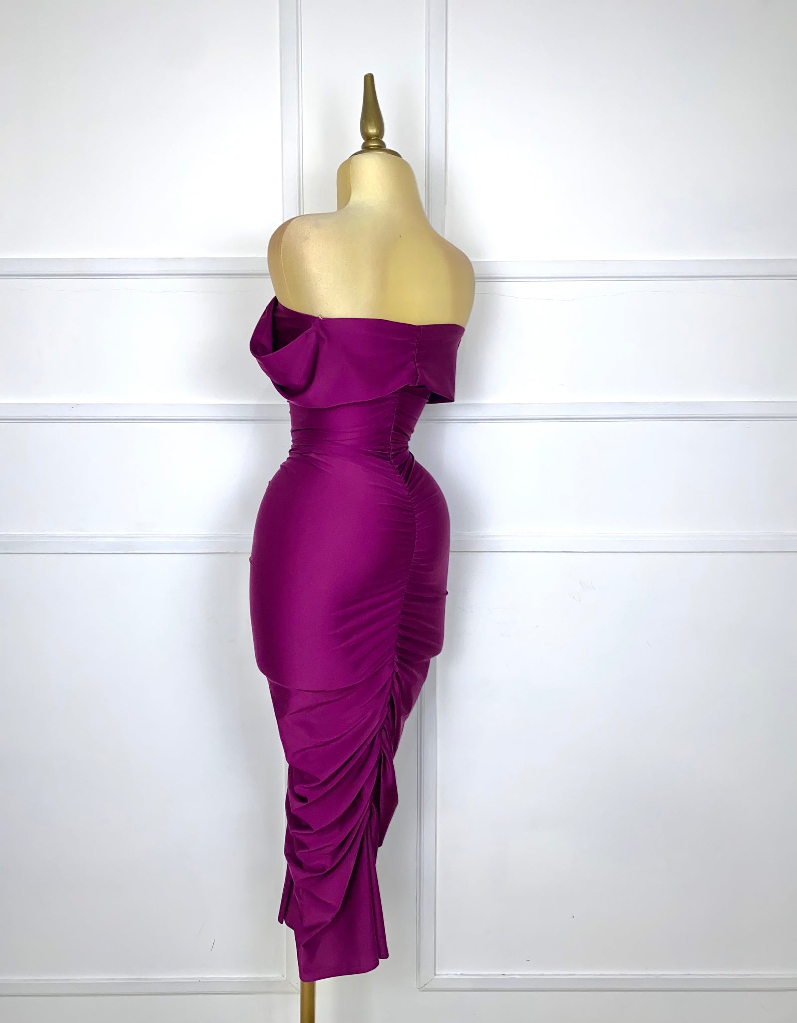 Vestido morado lycra con trenza