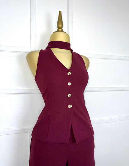 Set tinto stretch botones dorados