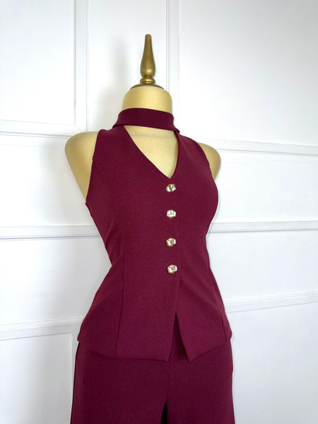 Set tinto stretch botones dorados