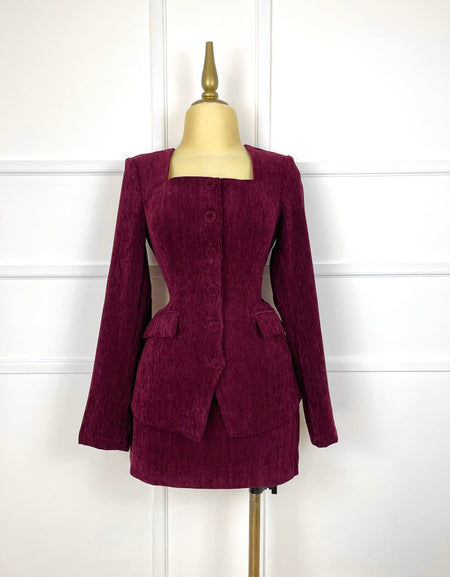 Set tinto gamuza con botones