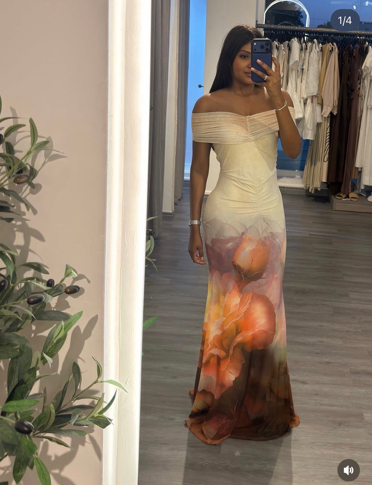 Vestido largo mesh con stretch