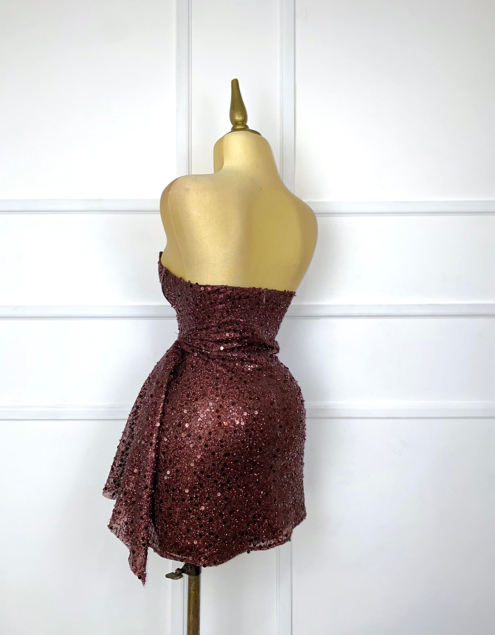 Vestido café chocolate glitter corset