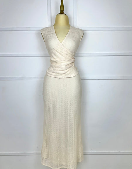 Set color crema tipo tejido