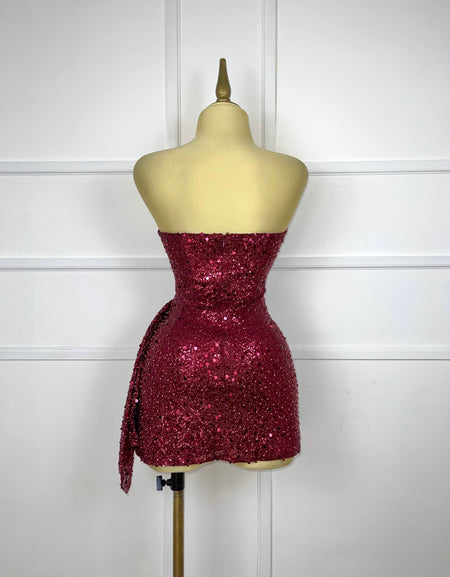 Vestido corto tinto glitter