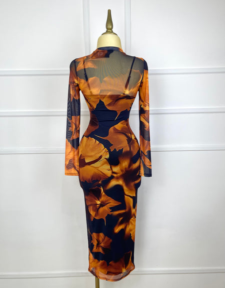 Vestido mesh con flores