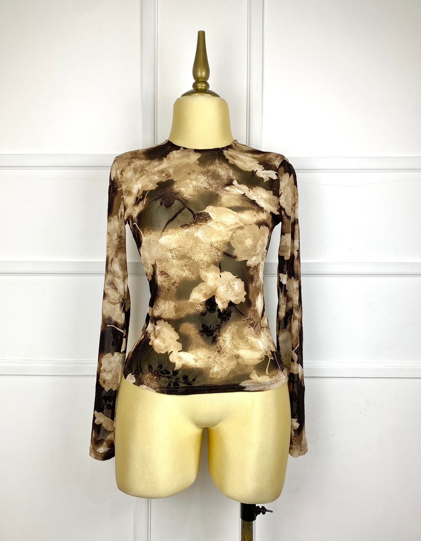 Blusa café multi transparencia