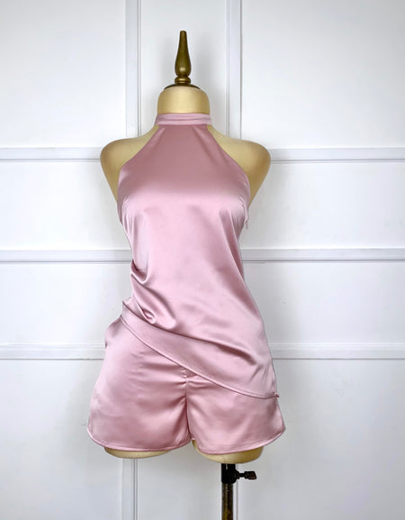 Set rosa halter satín