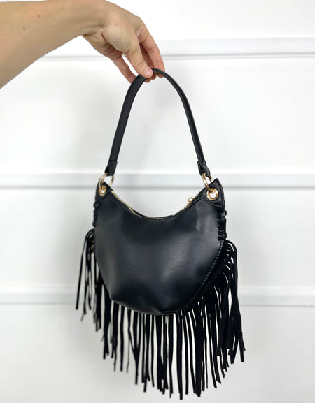 Bolsa negra con flecos