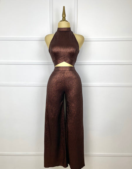 Set cobrizo con textura