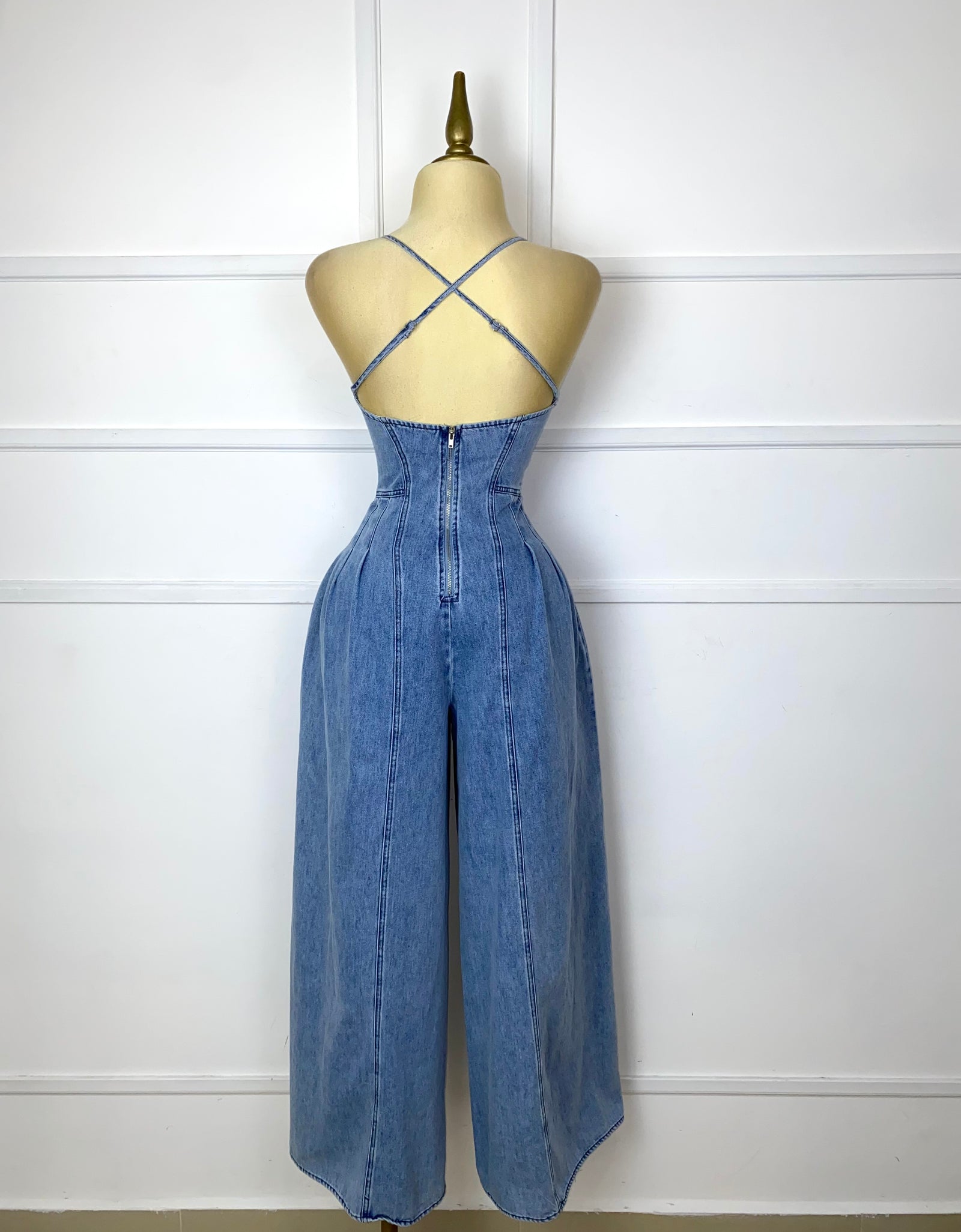 Palazzo de mezclilla con cierre