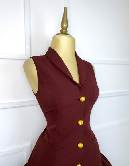 Vestido bombacho botones dorados