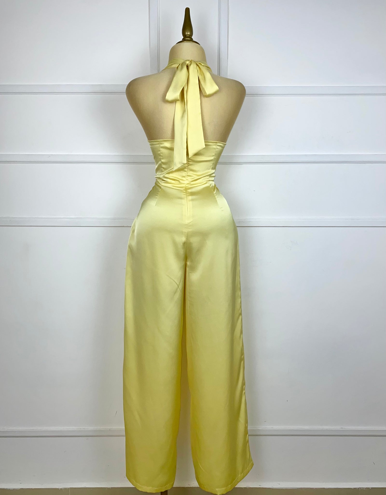 Palazzo amarillo halter satinado