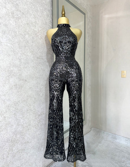 Palazzo halter con lentejuelas