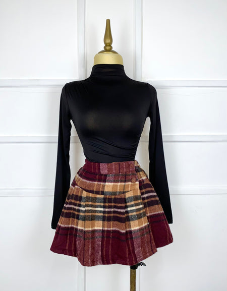 Set tinto cuadros afelpado (camisa y short falda)