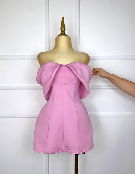 Vestido corto rosa liso