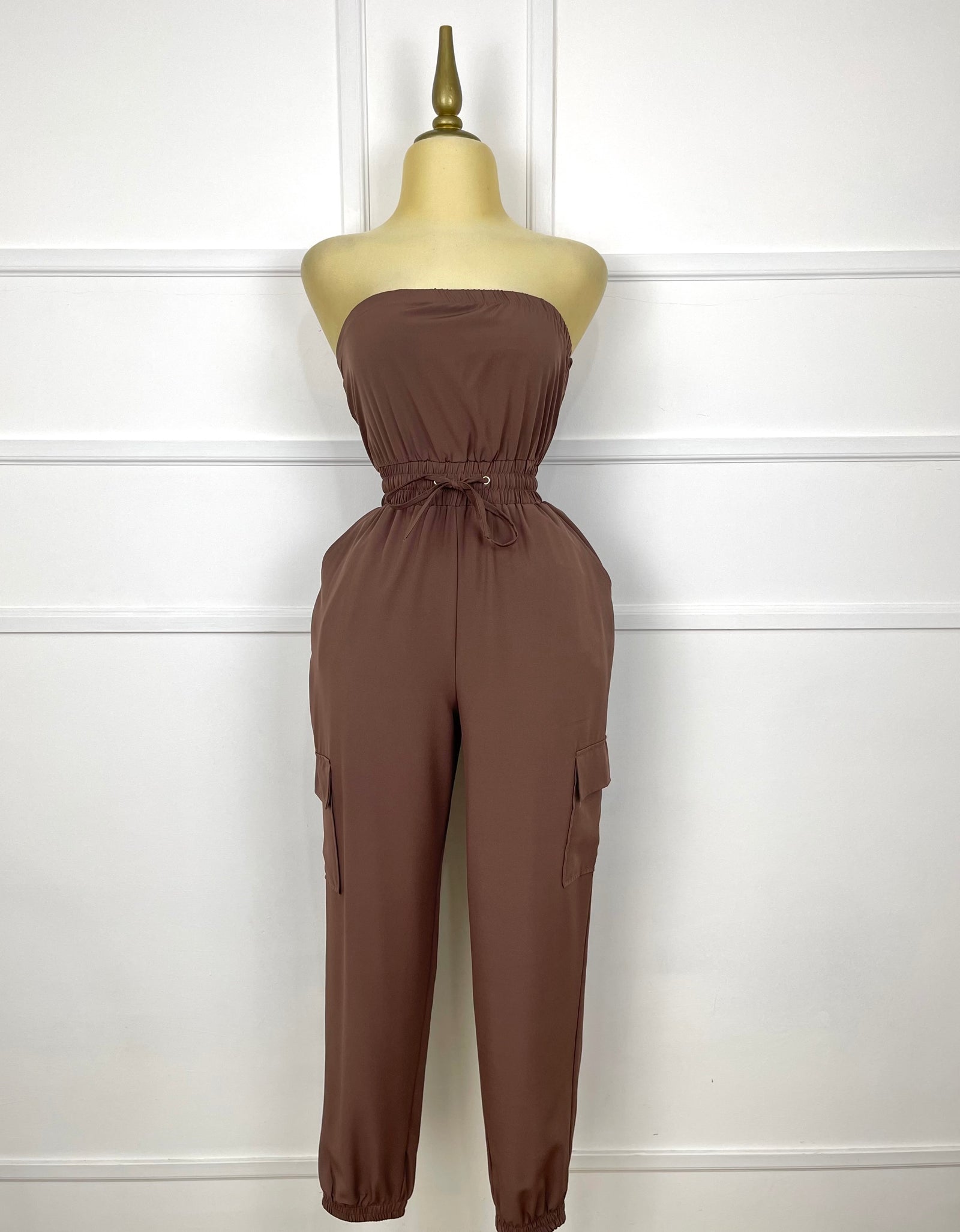Palazzo café cargo strapless