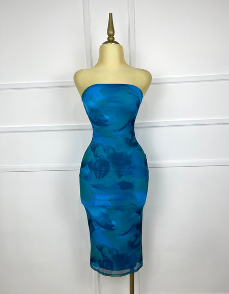 Vestido azul estampado