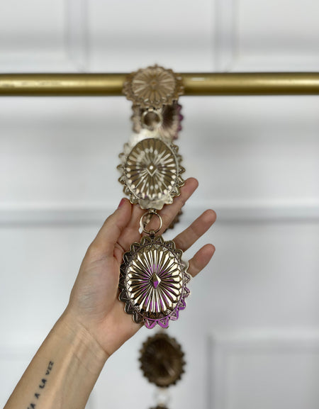 Cinto metálico cobre con óvalos