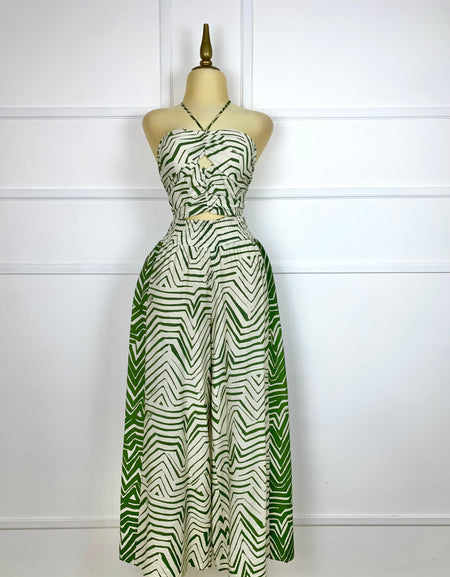 Set estampado beige/verde