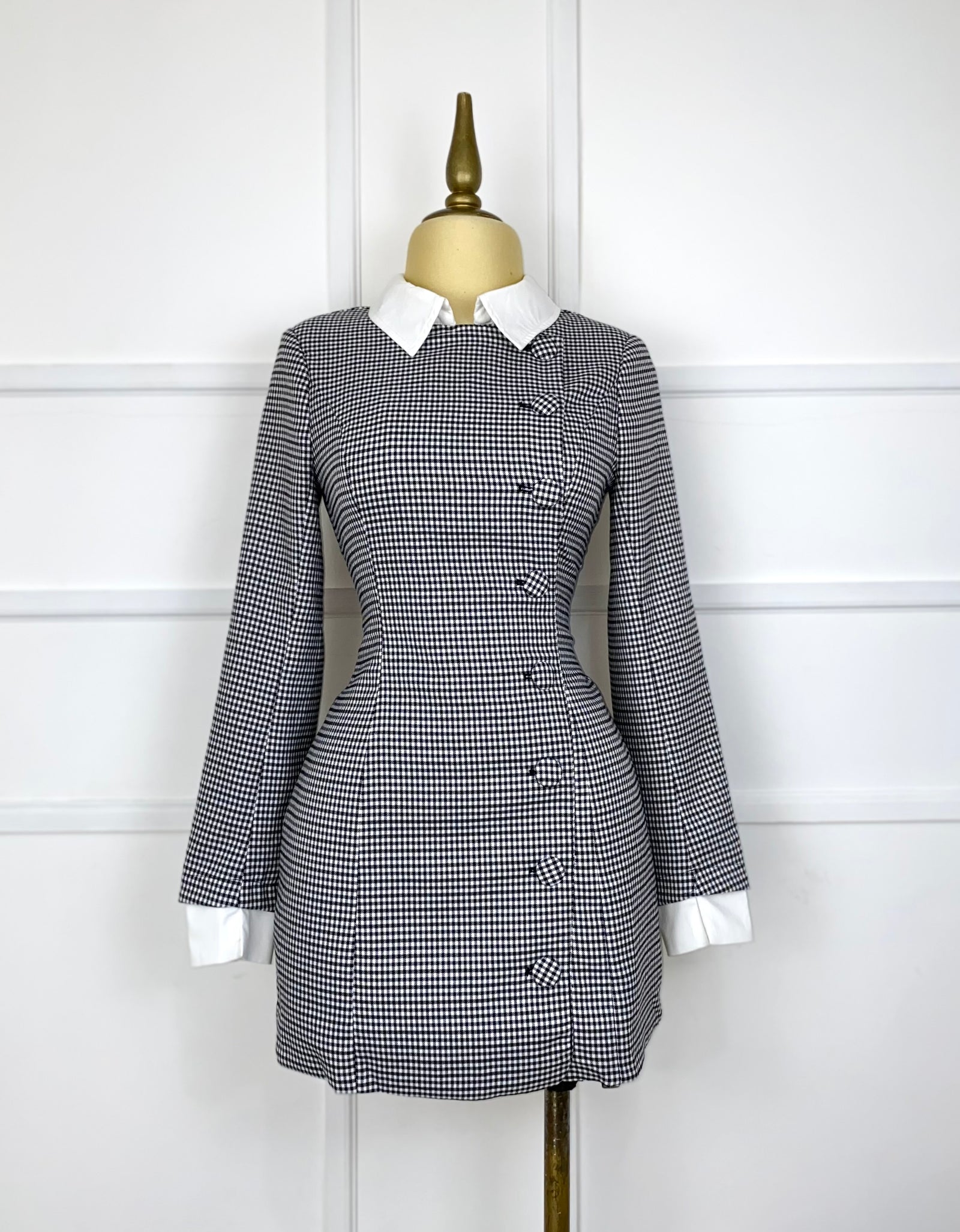 Vestido con cuadros manga larga