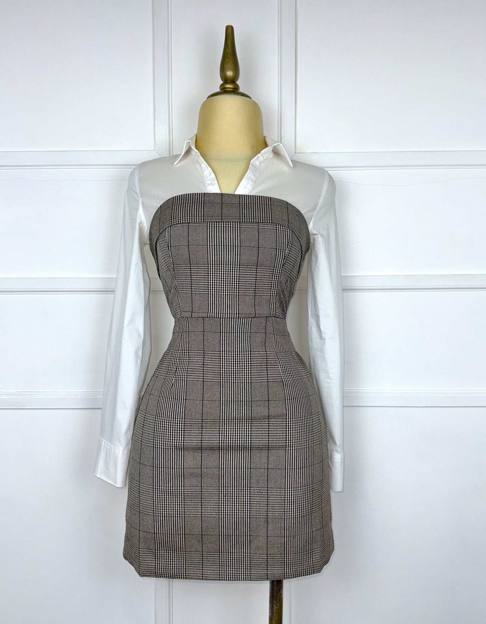 Vestido strapless de cuadros