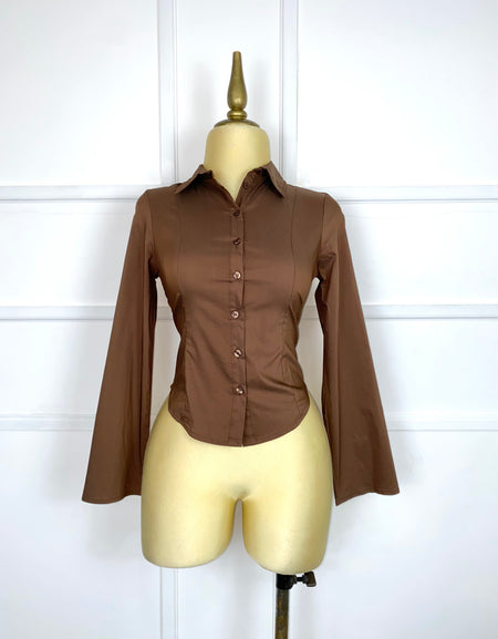 Camisa café lisa