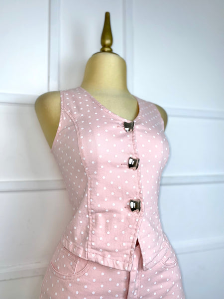 Set de mezclilla rosa polka dots
