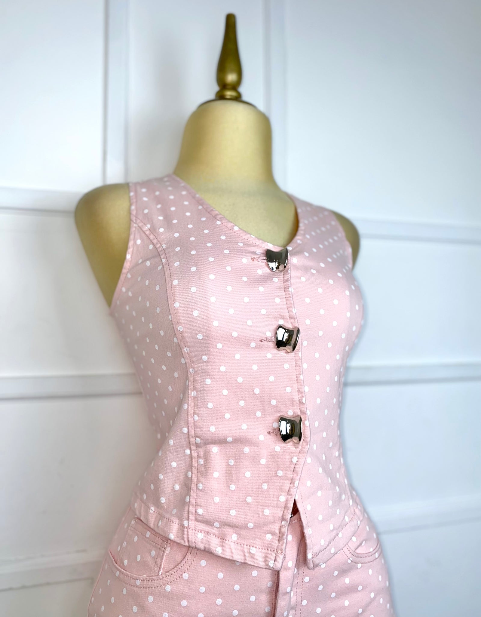 Set de mezclilla rosa polka dots