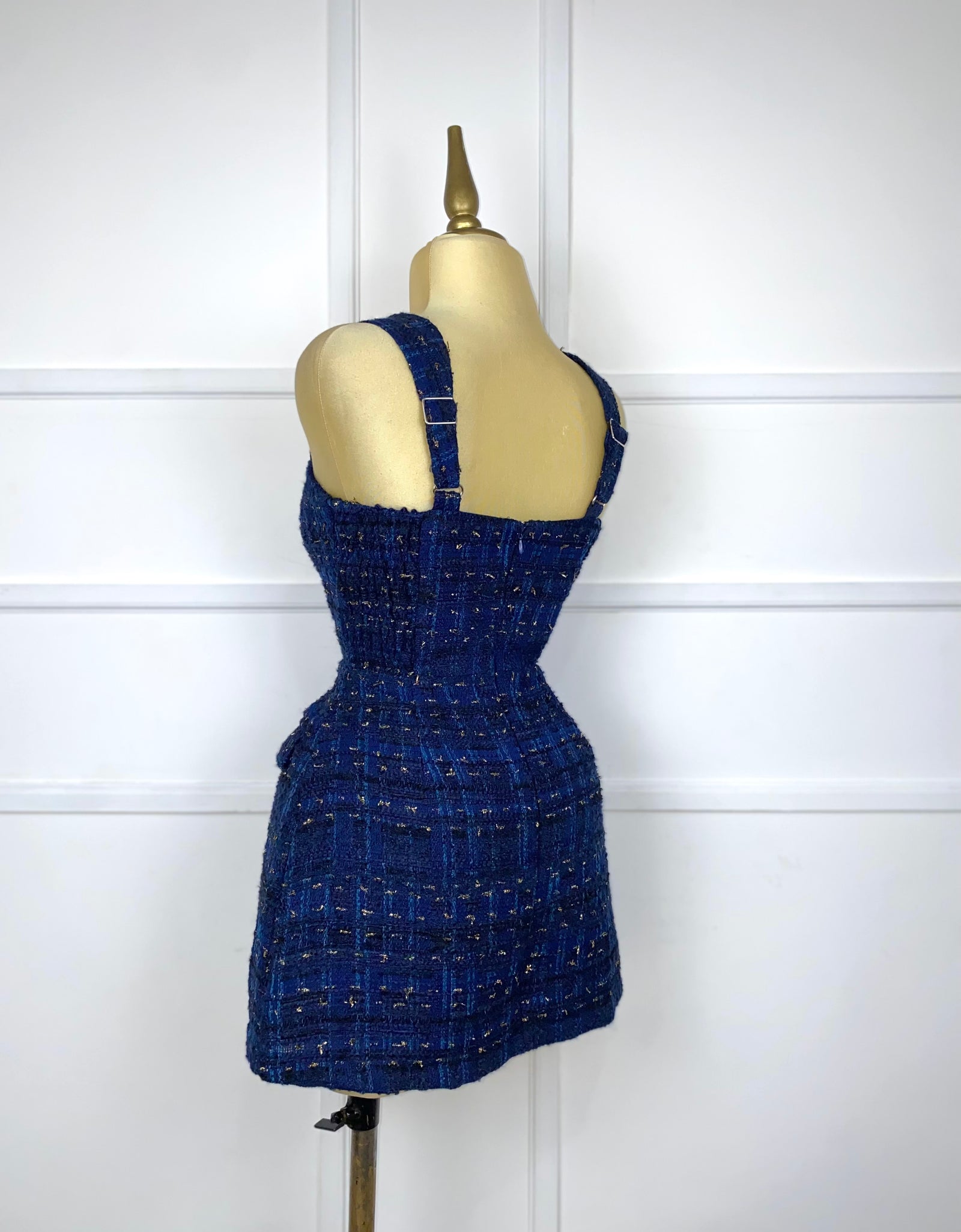 Jumper tweed azul con dorado