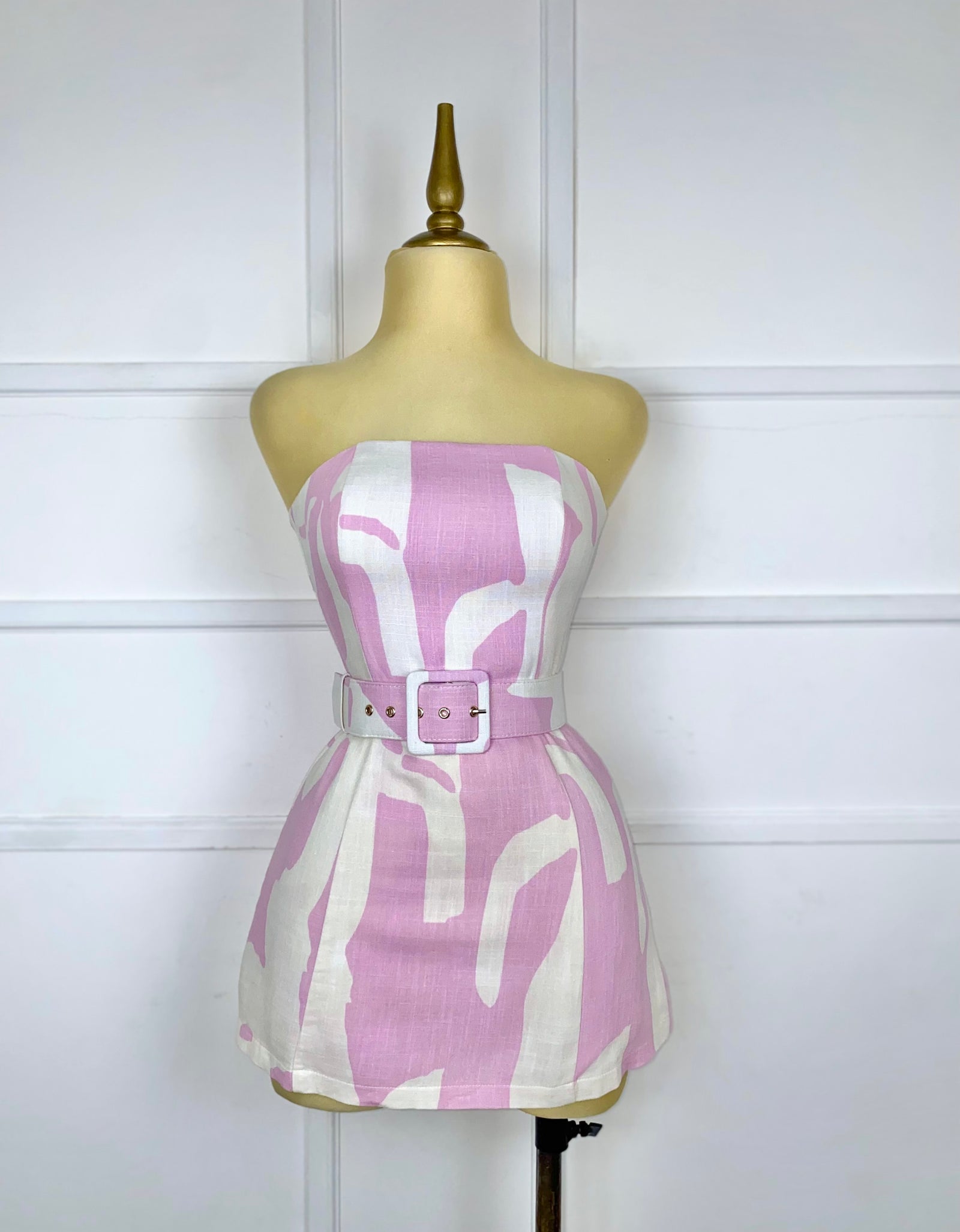 Jumper tipo lino rosa y cinto