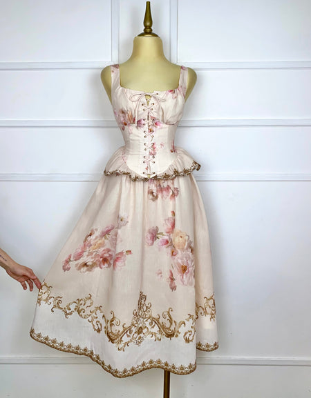 Vestido midi estampado con olan