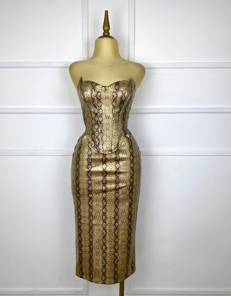 Vestido snake vinipiel tipo corset