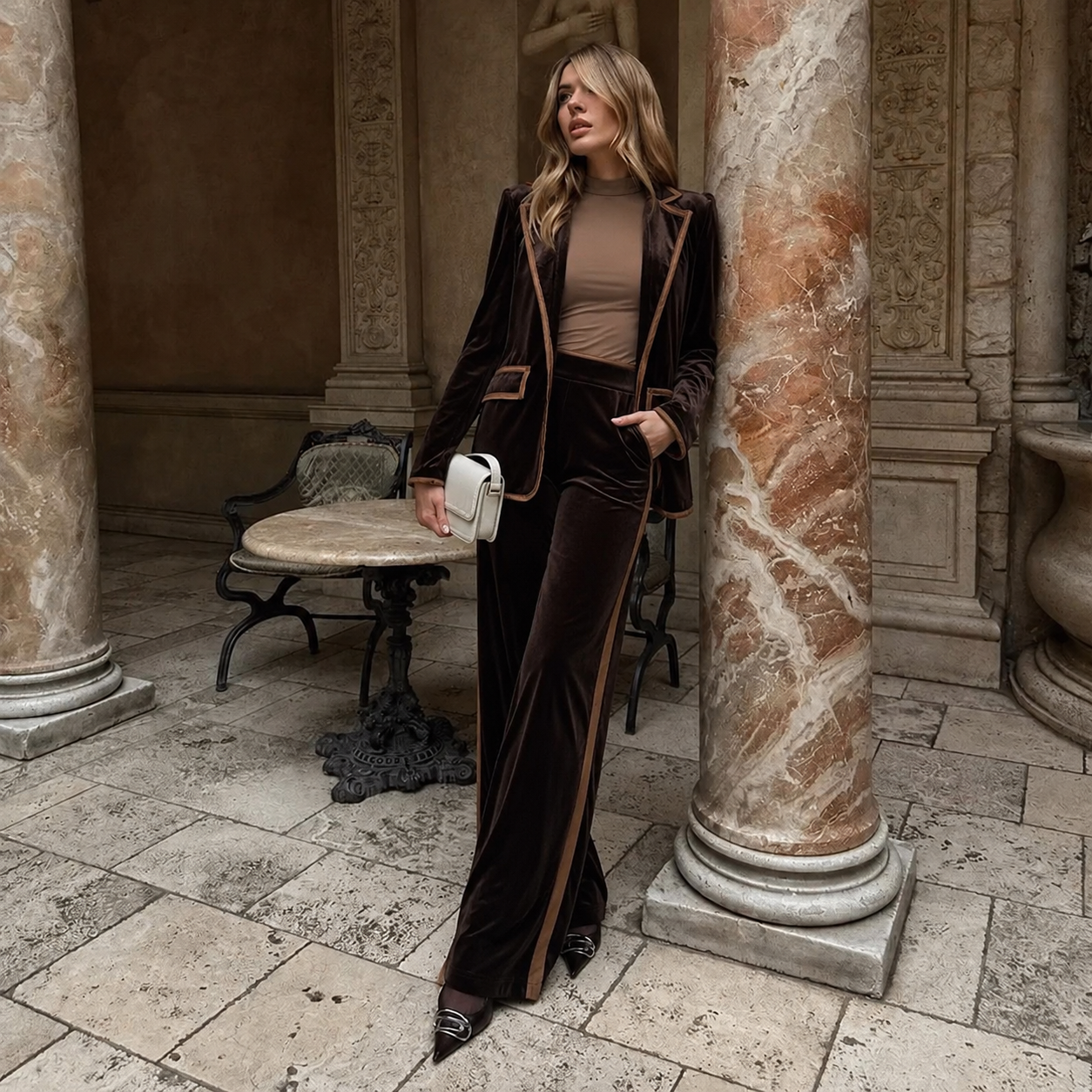Traje café velvet