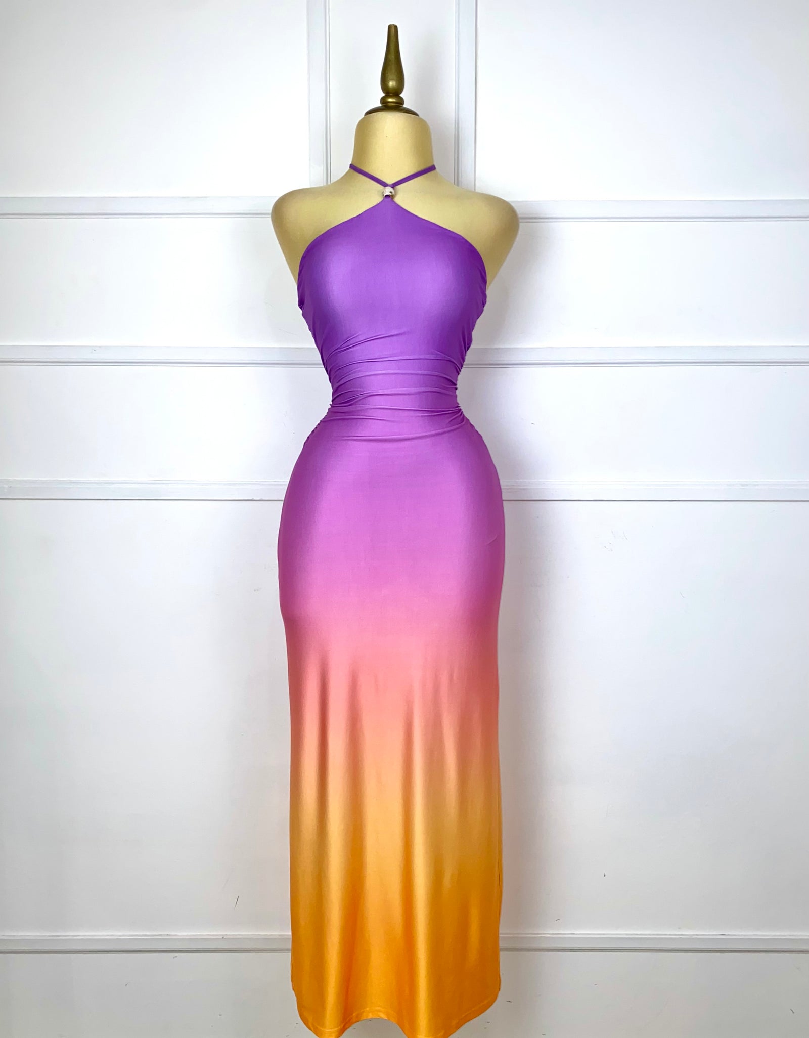 Vestido halter largo multicolor