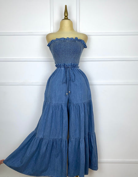 Palazzo campana strapless con elástico