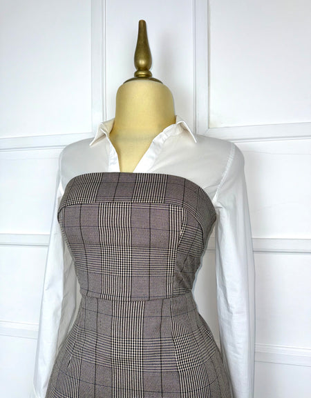 Vestido strapless de cuadros