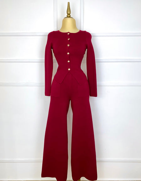 Set tinto punto con botones dorados